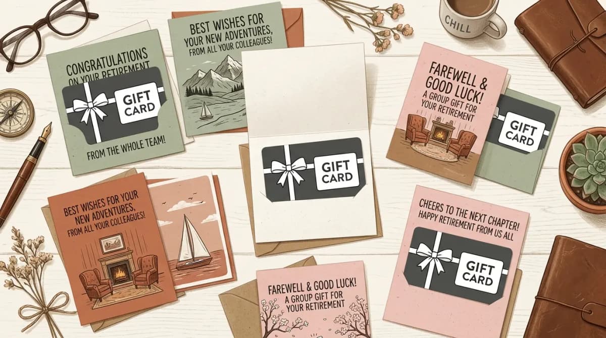 Retirement group card illustration